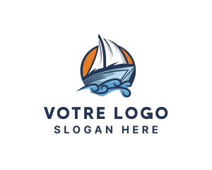 Boat Ocean Waves logo design