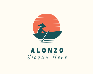 Asian Boat Sunset logo design