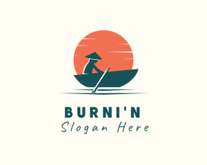 Asian Boat Sunset logo design