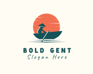 Asian Boat Sunset logo design