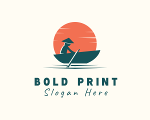 Asian Boat Sunset logo design