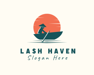 Asian Boat Sunset logo design