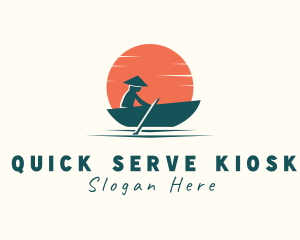 Asian Boat Sunset logo design