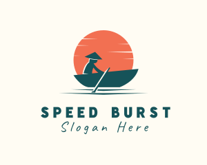 Asian Boat Sunset logo design