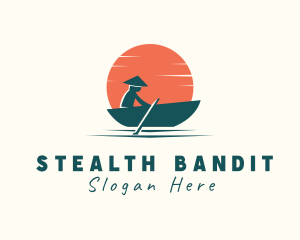 Asian Boat Sunset logo design