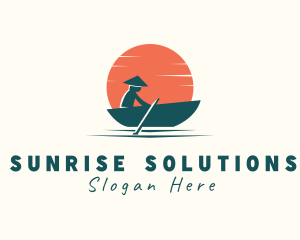 Asian Boat Sunset logo design