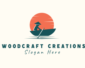 Asian Boat Sunset logo design