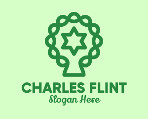 Vegan - Green Tree Jewish Star logo design
