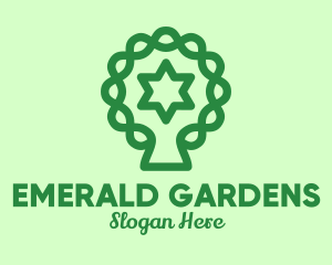 Green Tree Jewish Star  logo design