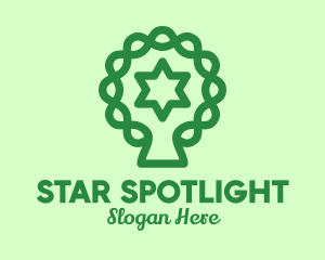 Green Tree Jewish Star  logo design