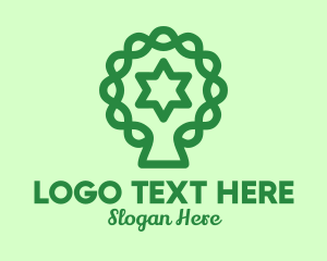 Star Of David - Green Tree Jewish Star logo design