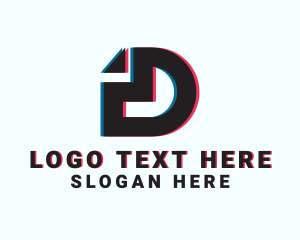 Letter D - Glitch Paper Letter D logo design