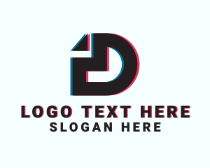 Glitch Paper Letter D  Logo