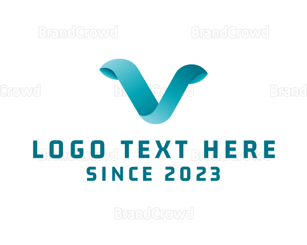 Technology Ribbon Letter V Logo