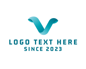 Technology Ribbon Letter V logo design