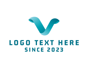 Internet - Technology Ribbon Letter V logo design