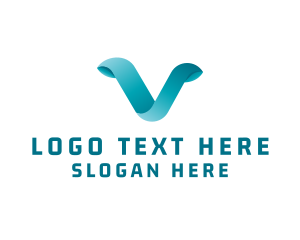 Technology Ribbon Letter V Logo