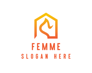 Home Flame Fire logo design