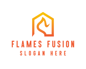 House Flame Fire logo design