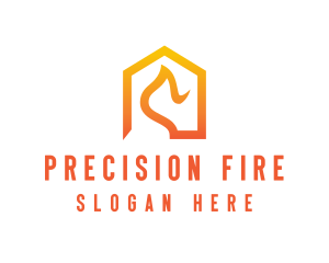 House Flame Fire logo design