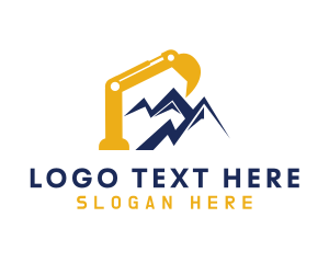 Construction Worker - Excavator Mountain Builder logo design