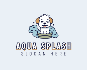 Bathing - Puppy Bubble Bath logo design
