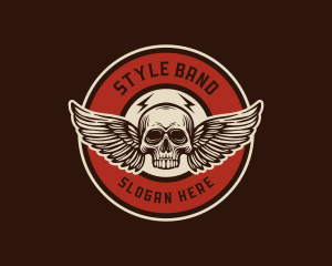 Rock Band Skull Wing logo design