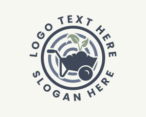 Ecological - Grass Plant Wheelbarrow logo design
