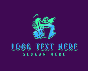 Teenager - Neon Graffiti Letter K logo design