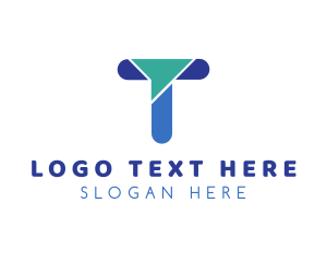 Alphabet - Modern Blue Letter T logo design