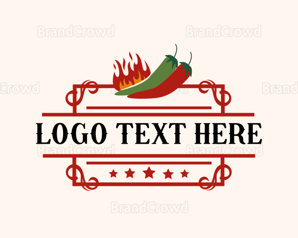 Spicy Fire Chili Peppers Logo
