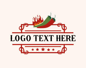 Flavor - Spicy Fire Chili Peppers logo design