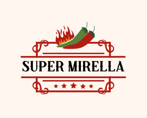 Spicy Fire Chili Peppers Logo