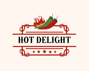 Spicy Fire Chili Peppers logo design