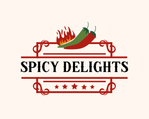 Spicy - Spicy Fire Chili Peppers logo design
