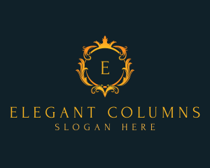 Elegant Crown Wreath logo design