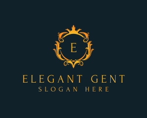 Elegant Crown Wreath logo design