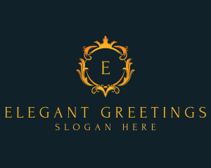 Elegant Crown Wreath logo design