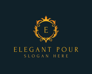 Elegant Crown Wreath logo design