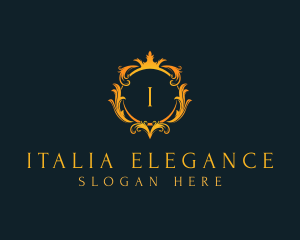 Elegant Crown Wreath logo design