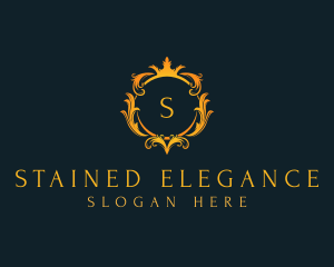 Elegant Crown Wreath logo design