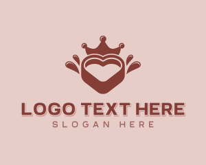 Nougat - Chocolate Heart Crown logo design