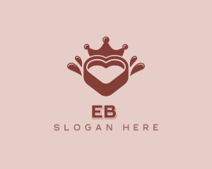 Nougat - Chocolate Heart Crown logo design