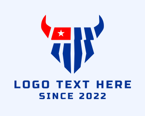State - Patriotic Texas Bull logo design