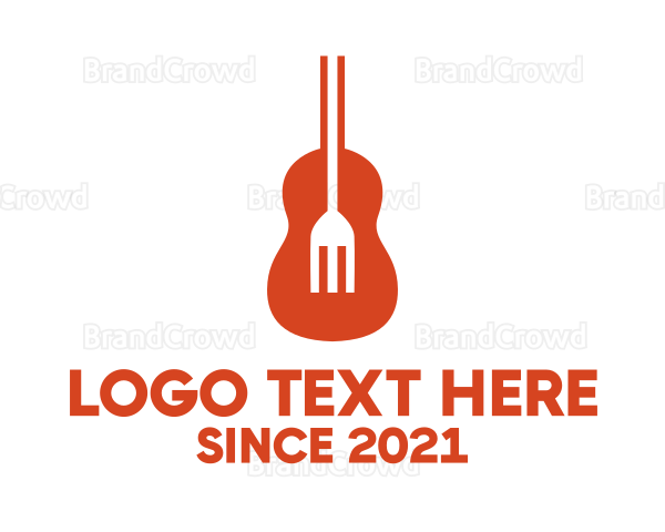 Music Guitar Food Fork Logo