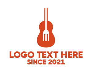 Live Music - Music Guitar Food Fork logo design