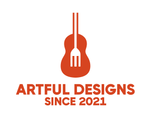 Illustration - Music Guitar Food Fork logo design