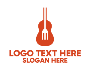 Music Guitar Food Fork Logo