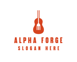 Music Guitar Food Fork logo design