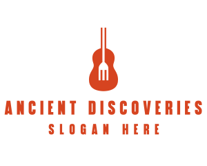 Music Guitar Food Fork logo design